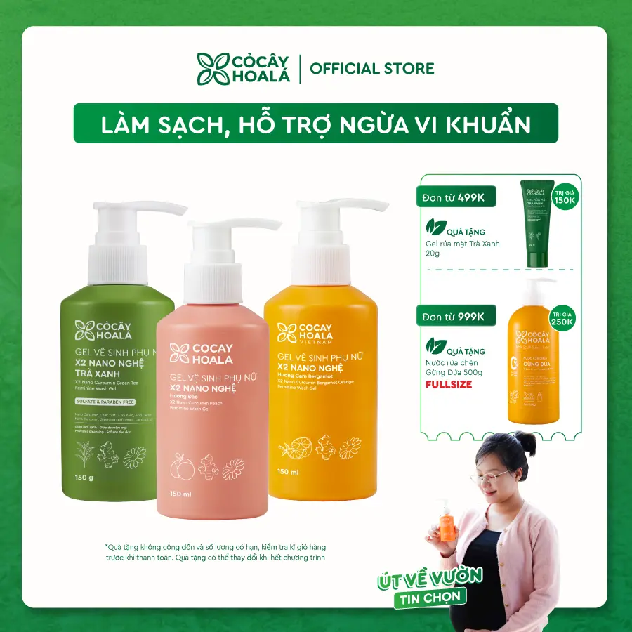 [TOP NỔI BẬT] Dung Dịch Vệ Sinh Phụ Nữ Gel x2 Nano Nghệ Cỏ Cây Hoa Lá - Làm Sạch, Hỗ Trợ Ngừa Vi Khuẩn 150g