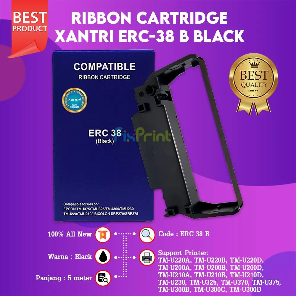 Epson ERC-38 ERC38 Black Ribbon Cartridge Printer TMU220 TM-U220 U230