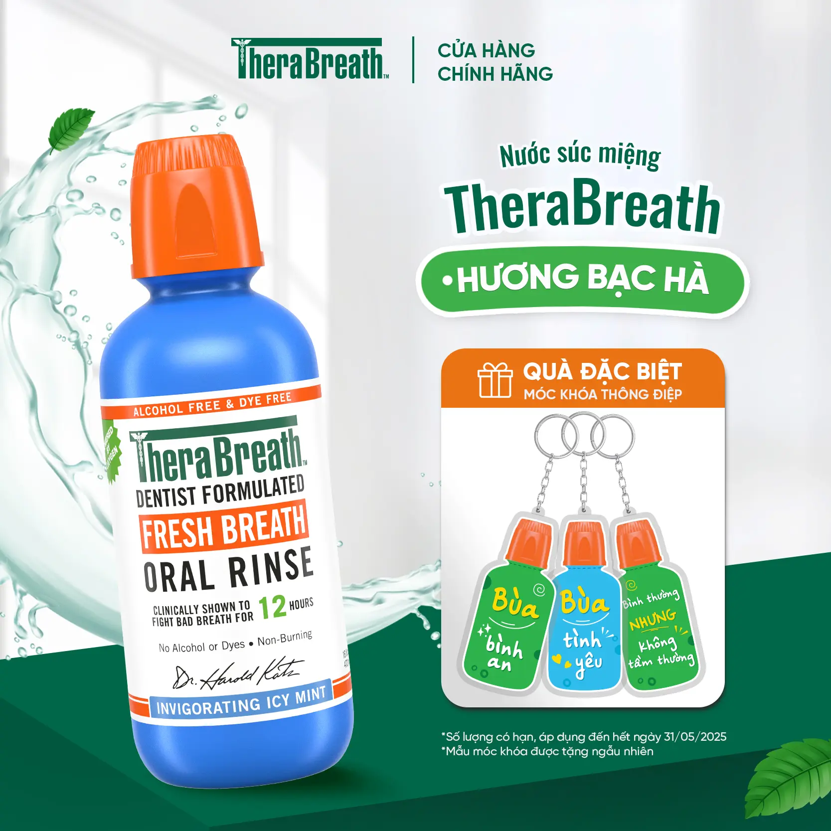 Nước súc miệng TheraBreath - Bạc Hà - Thương Hiệu Nước Súc Miệng Không Cồn Từ Hoa Kỳ