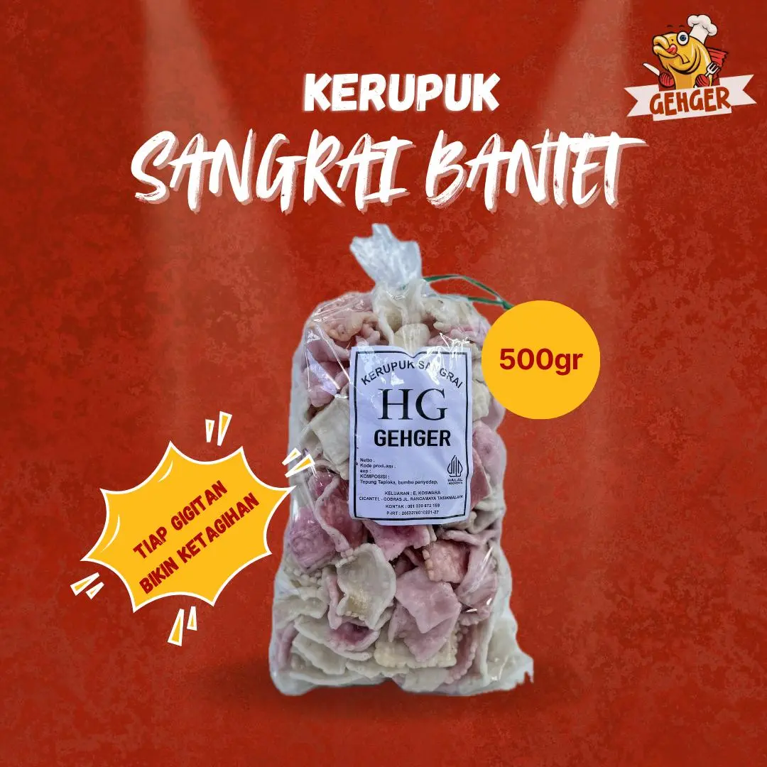 HG Gehger Kerupuk Sangrai BANTET 500Grm Asin Gurih Cikur Pedas Snack Food Pink Putih Cemilan Keripik Makanan jajan lebaran