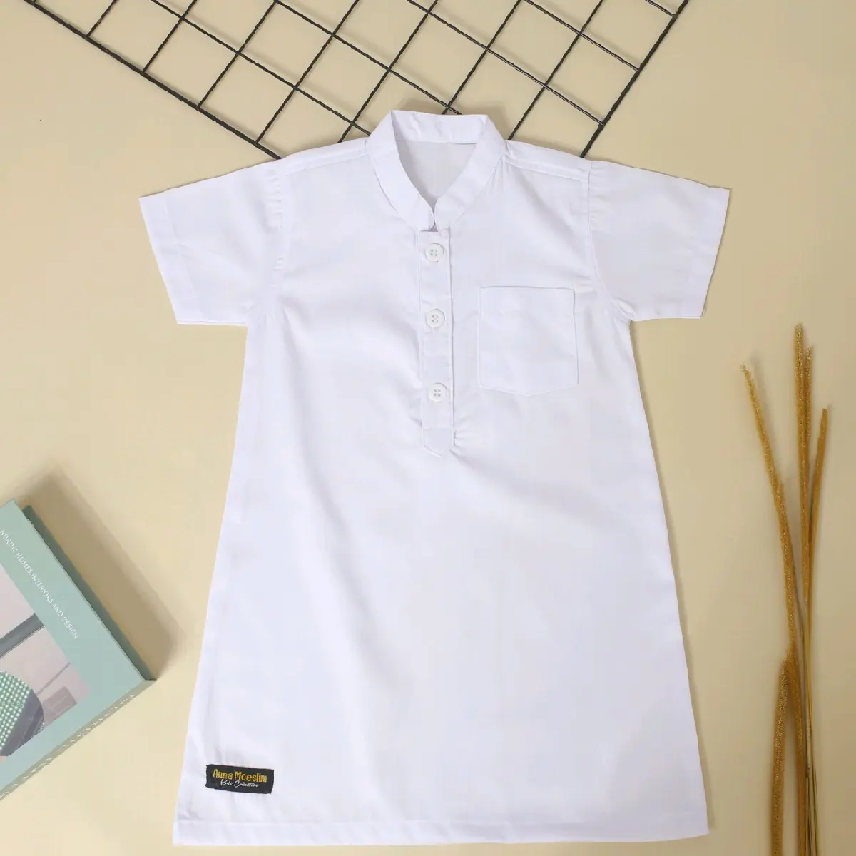 Gamis koko polos lengan pendek anak laki-laki bahan katun toyobo//jubah gamis bayi laki-laki//jubah koko bayi aqiqah polos free peci Baju