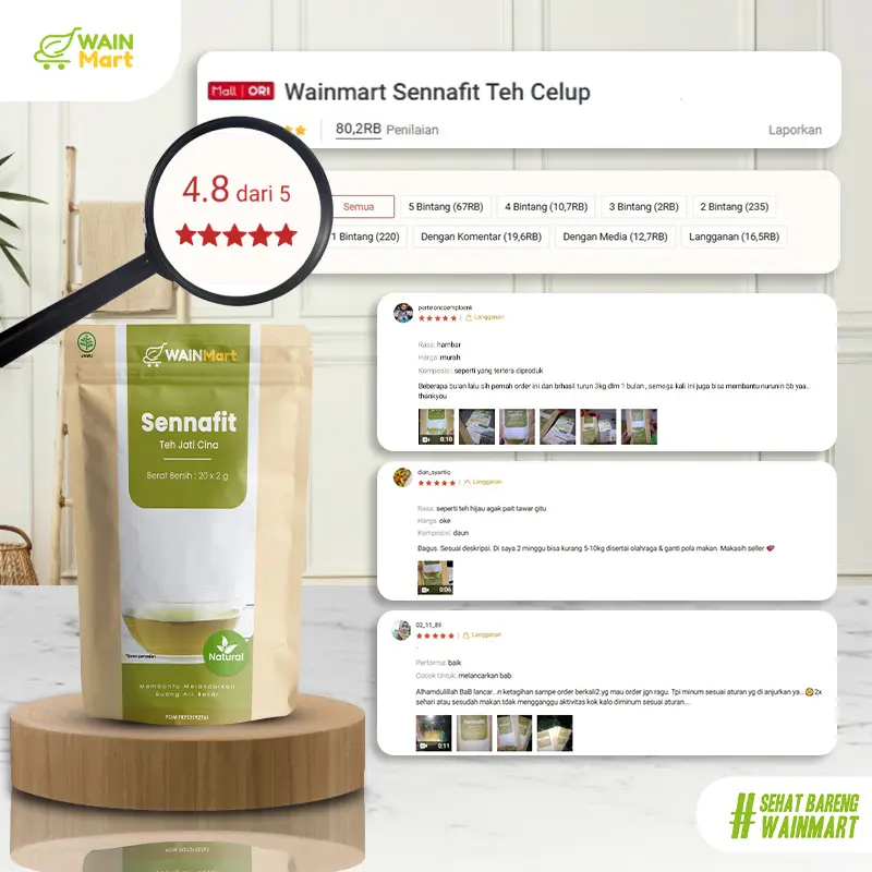 Sennafit Teh Jati Cina - Teh Herbal Daun Senna - Teh Celup 20 Tea Bag