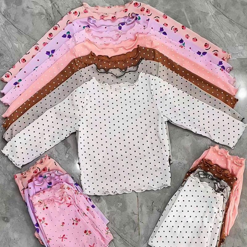   4-24kg  Combo 4 bộ quần áo dài tay cuốn biên chất vải thun tăm lụa cho bé gái   nhận 4 bộ khác nhau  