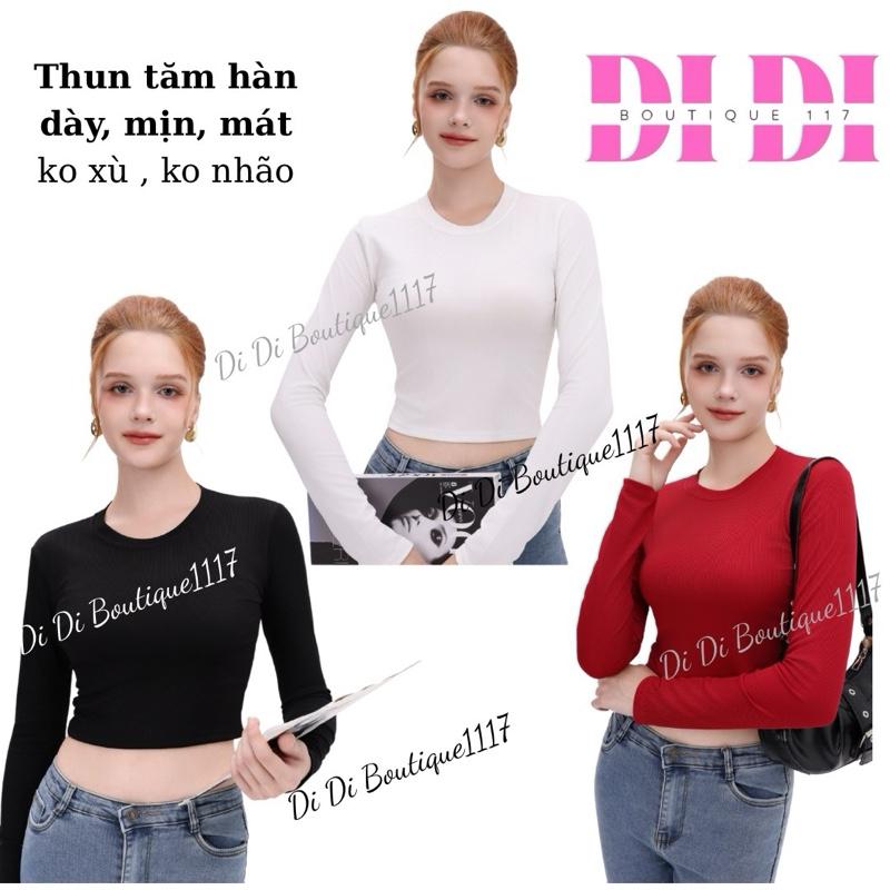 Combo 3 áo thun tay dài nữ croptop cổ tròn ôm body. Thun tăm hàn , dày form đẹp , mịn mát ko xù lông, ko nhão vải. DiDi boutique 1117