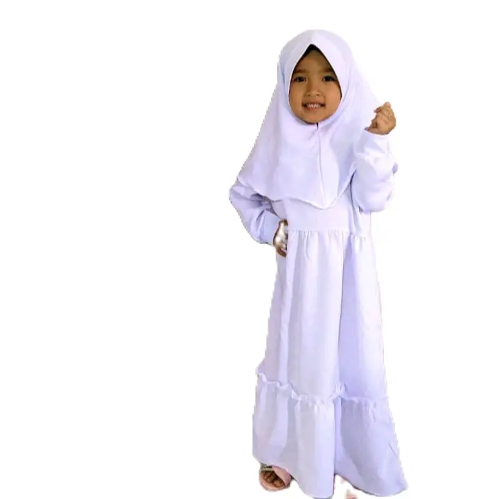 gamis anak manasik gamis muslim anak perempuan umur 6-10thn Baju Syari Panjang Jilbab Dress Katun anak Tanggung