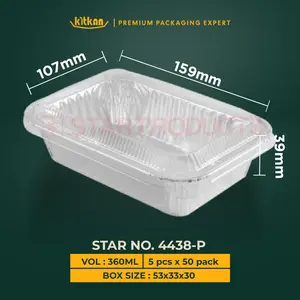 Aluminium Foil Tray/Wadah/Cup Kue Kotak Persegi Panjang 4438P+Tutup