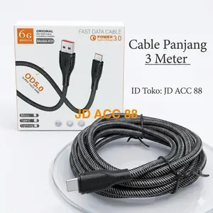 Kabel Data Charger 3 Meter 120W Fast Charging Cable 300Cm Micro USB - Type C Pengisian Cepat 120Watt