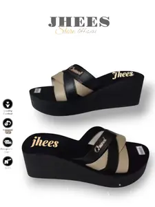 Sandal Wanita kekinian slop kombinasi terbaru Sandal Wanita Tinggi 5 cm