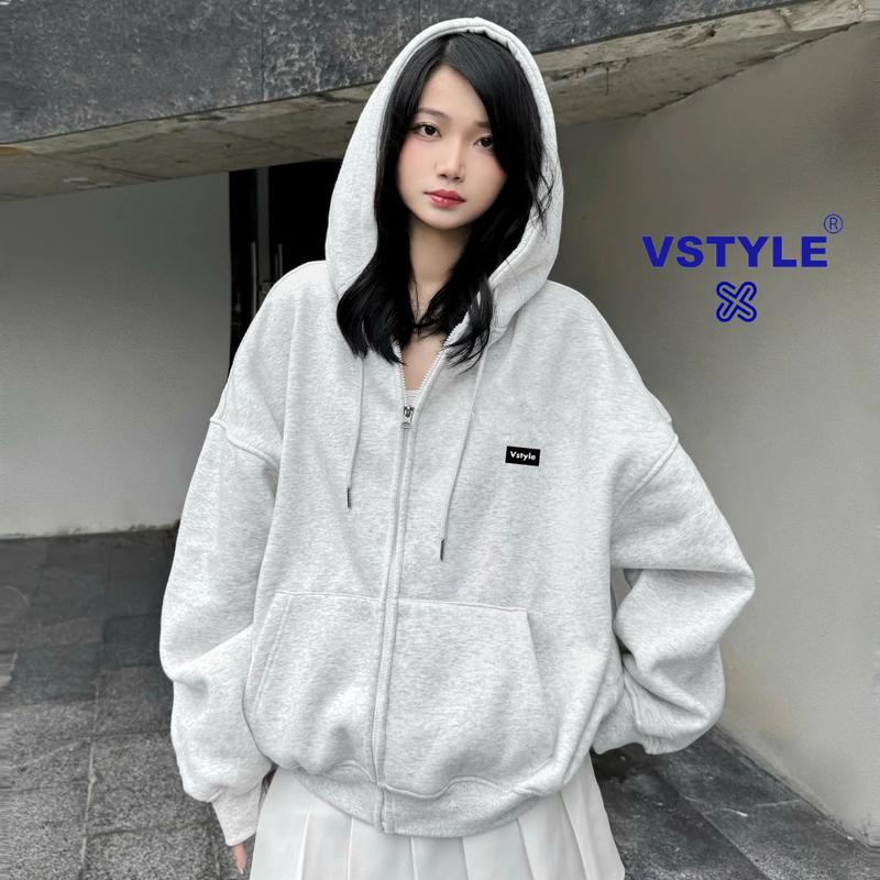  VSTYLE - Áo Hoodie Zip Nỉ Bông Logo Vstyle Unisex  Áo Khoác Ngoài ,Áo Khóa Kéo ,Áo Chống Nắng Nam Nữ Local Brand 