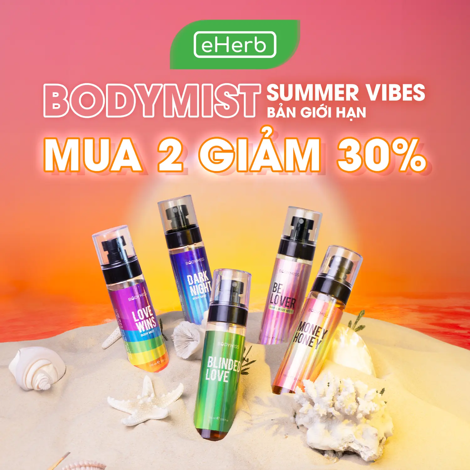 [MUA 3 GIẢM 50%] Body Mist Nước Hoa Nam EHERB Việt Nam - Xịt Thơm Tóc & Quần Áo Giữ Mùi Lâu Nước Hoa Cho Nam & Khử Mùi Cơ Thể  - Body Mist BODYMISS Chính Hãng - Nước Hoa Cho Nữ Perfume Cosmetic Chai (105ml) Mỹ Phẩm