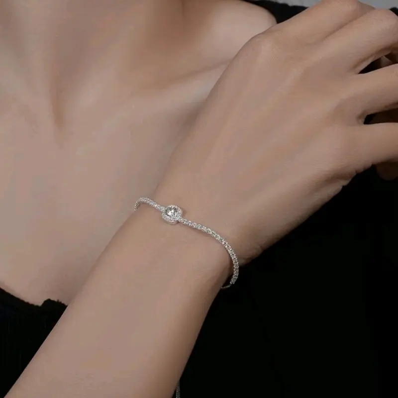 Gelang Serut Berlian Emas Putih Wanita Anti Karat Mewah Perhiyasan Mewah Bracelets 6