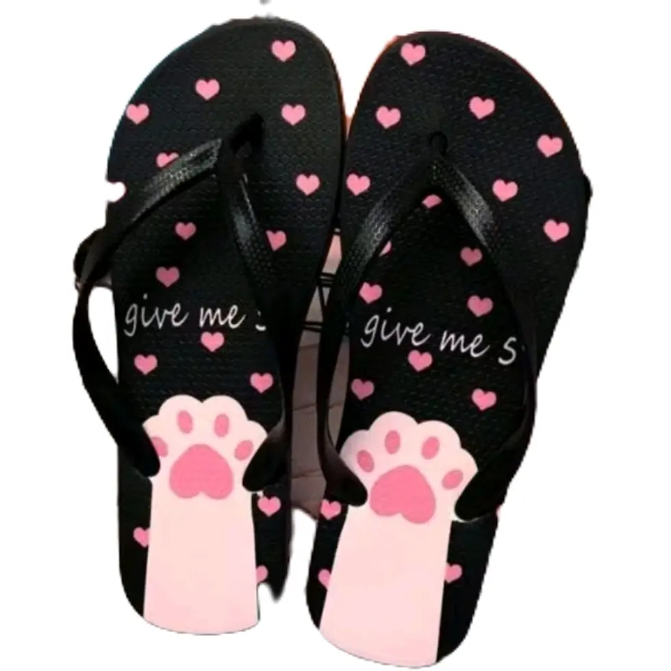 Sandal jepit wanita motif kaki kucing Sendal Karet