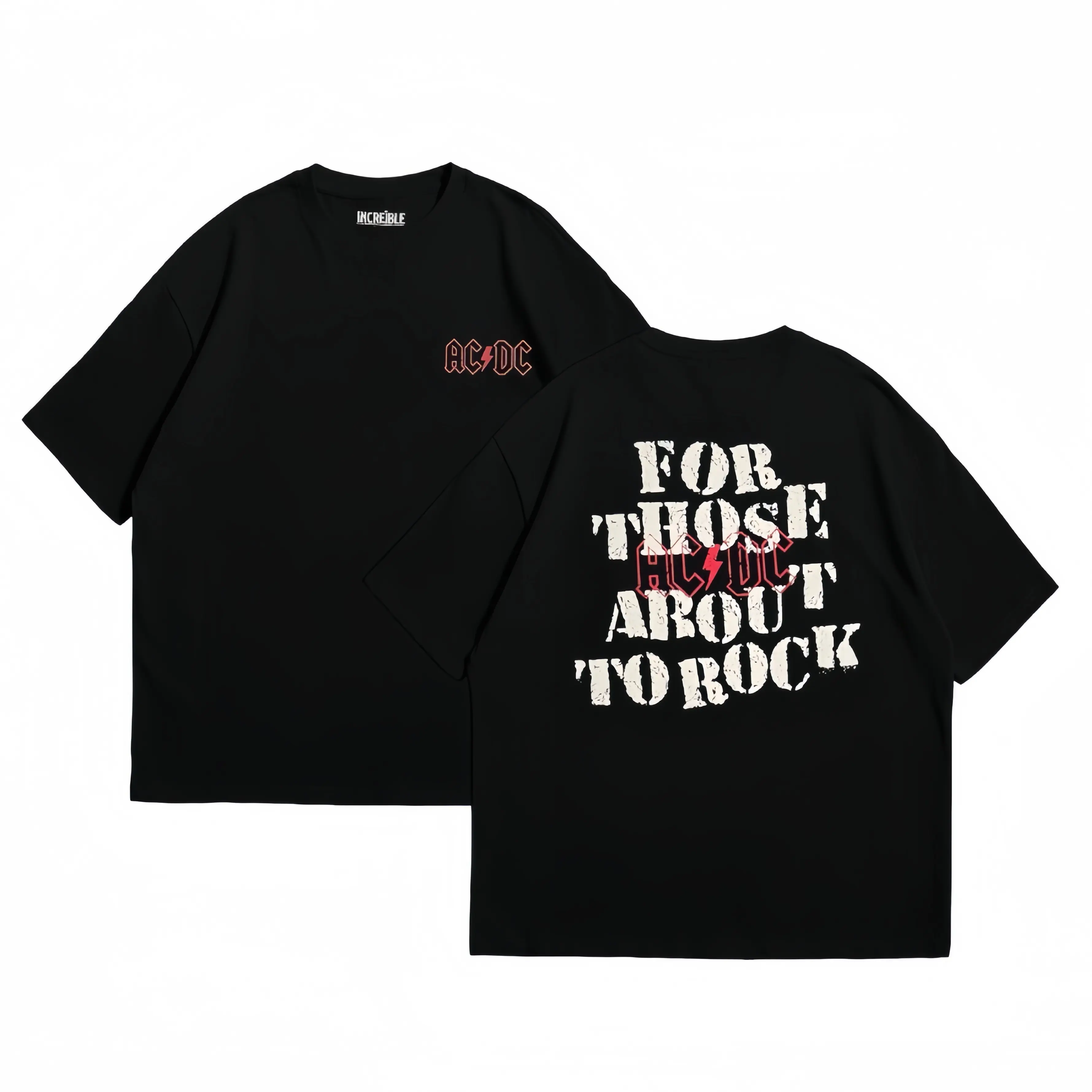 Increíble Kaos Vintage ACDC About to Rock T-shirt Pria Wanita Katun Combed Hitam Lembut Sablon Atasan Distro Motif Cowok Dewasa Keren Reguler Fit Baju Acdc Skena Santai