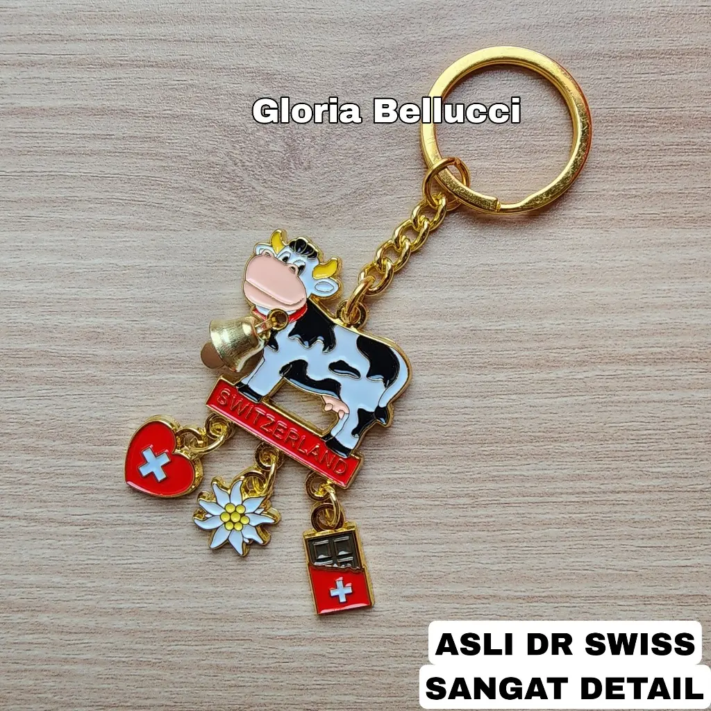 gantungan kunci swiss sapi souvenir oleh oleh keychain switzerland coklat key chain interlaken zurich