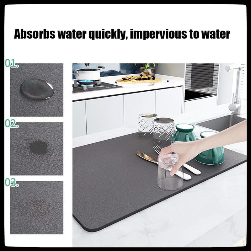 Product Introduction of Peralatan Makan Dapur Drain Pad Isolasi Pad Meja Rumah Tangga Penyerap Air Mudah Kering Tatakan Tanpa Cuci Pengeringan Tatakan Dapat Dilap dan Tahan Minyak 30*40 1
