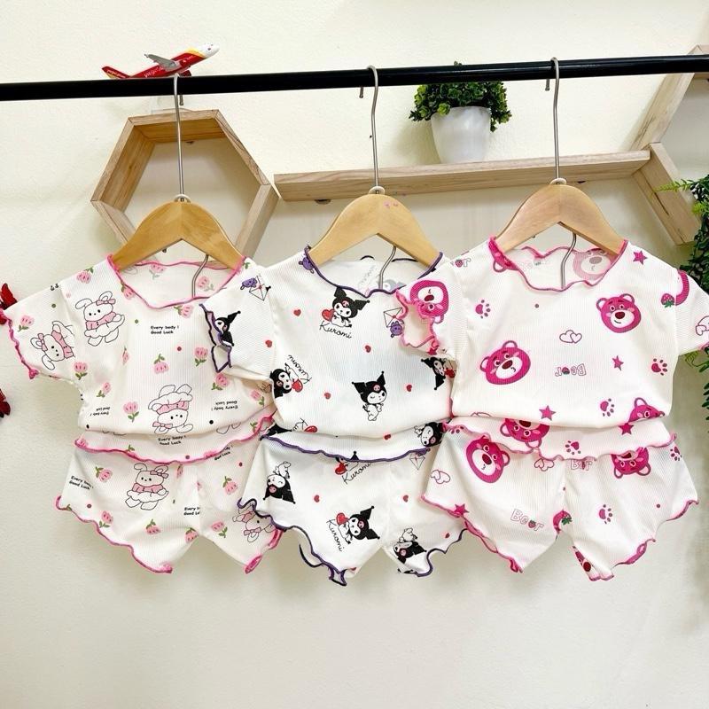 MUA 5 TANG 1 - HOA TIẾT GIAO NGẪU NHIÊN - KHÔNG CHỌN MẪU -- A155 Combo 5 bộ quần áo VIỀN BÈO cho bé gái mặc hè sz từ 6-16kg chất tăm lụa SG