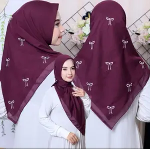 Hijab Segi Empat Paris Coquette Pita Bordir || Jilbab Coquette Segi Empat || Kerudung⁹ Coquette Basic Paris Pita Bordir Viral coquette ribbon hijab burgundy