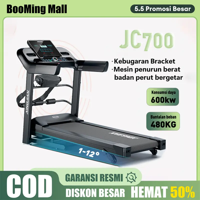 Treadmill Elektrik JC-700 4HP 1-12.8km/h treadmill portable treadmill electric low watt Treadmill Elektrik JC700 Bluetooth Musik Treadmill pintar profesional Treadmill lipat treadmill 0