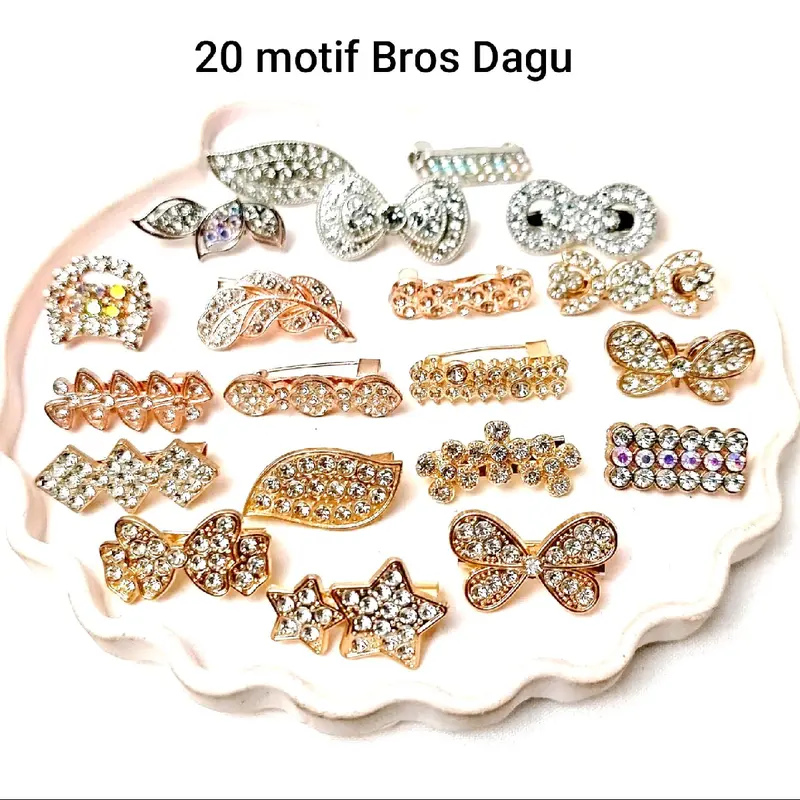 20 BROS DAGU KECIL ( MIX MODEL UKURAN 1,5 Cm). BROS JILBAB DAGU KECIL. 5
