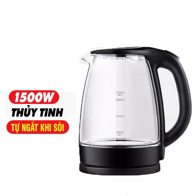 ￼Ấm siêu tốc thủy tinh công suất 1500w, dung tích 2L có tích hợp đèn