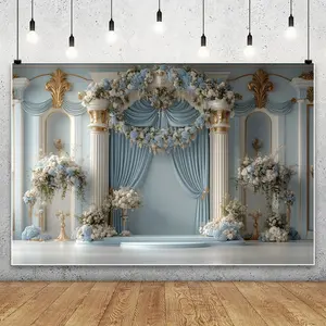 Dekorasi dinding bunga balon pernikahan baru,kain latar belakang fotografi pesta, spanduk latar belakang.