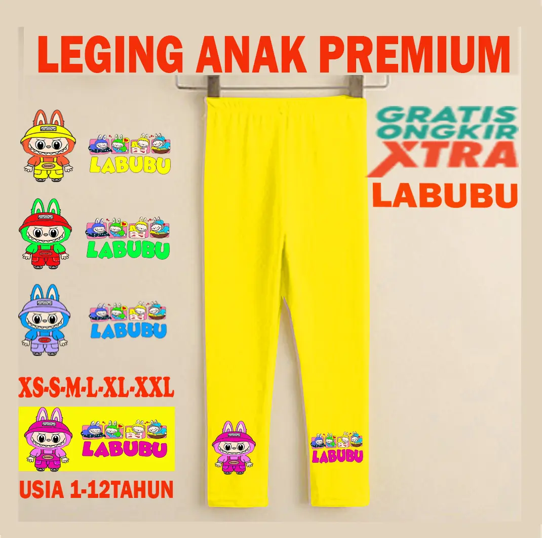 Leging Anak Perempuan Premium Motip Labubu fink Fashion