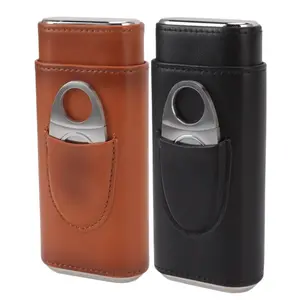 3 Finger Leather Humidors Cedar Wood Lined