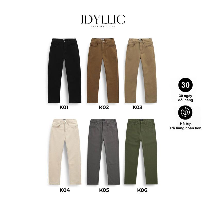 [IDYLLIC] BST Quần Dài Kaki denim Nam Nữ K01, K02, K03, K04, K05, K06 - Chất Vải Mềm Mịn, Tôn Dáng, Thanh Lịch