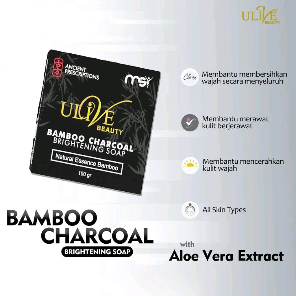 Ulive MSI Charcoal Soap - Sabun Arang Bamboo Pembersih Wajah