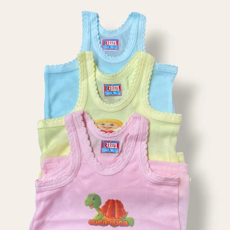 Singlet anak putih polos dan sablon warna usia 1-5 tahun unisex Fashion singlet anak laki laki Perempuan 3