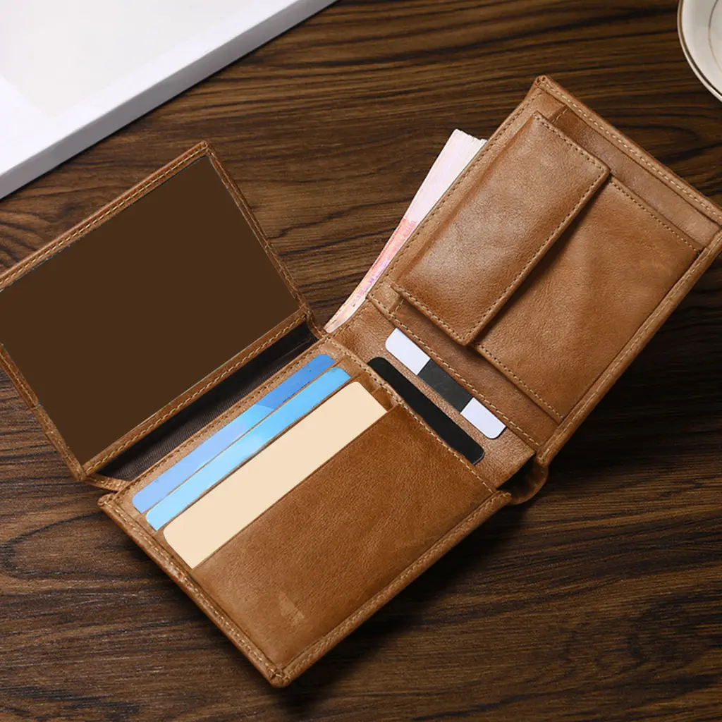 NJ- Business Wallet Trendy Men Wallet Short Men Portable Minimalist Wallet Bi-fold Elegant Men Business Front Pocket Wallet Shopping Use RFID Blocking