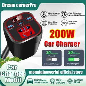 Car Power Inverter Daya Mobil 24V 12V 220v 200W 3,1 A Konverter Daya 12V/24V Layar Tampilan Digital Tipe Cangkir Pengisi Daya Soket Truk Mobil radio  Inverter Kendaraan Mewah