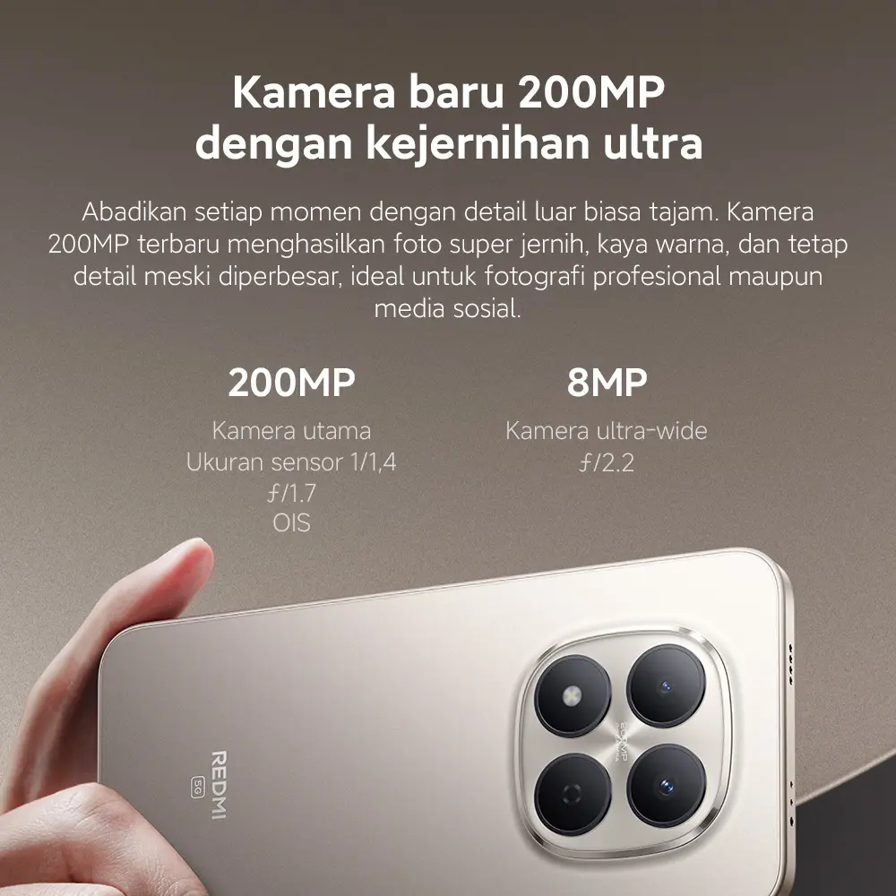 Xiaomi Redmi Note 15 Pro 5G (8/256GB) (12/512GB) |  Baterai besar 6580mAh | Corning Gorilla Glass Victus 2 | IP69K Ketahanan debu dan air | Kamera baru 200MP dengan kejernihan ultra | Layar AMOLED CrystalRes 6,83" 1.5K | NFC [Xiaomi Official Store]