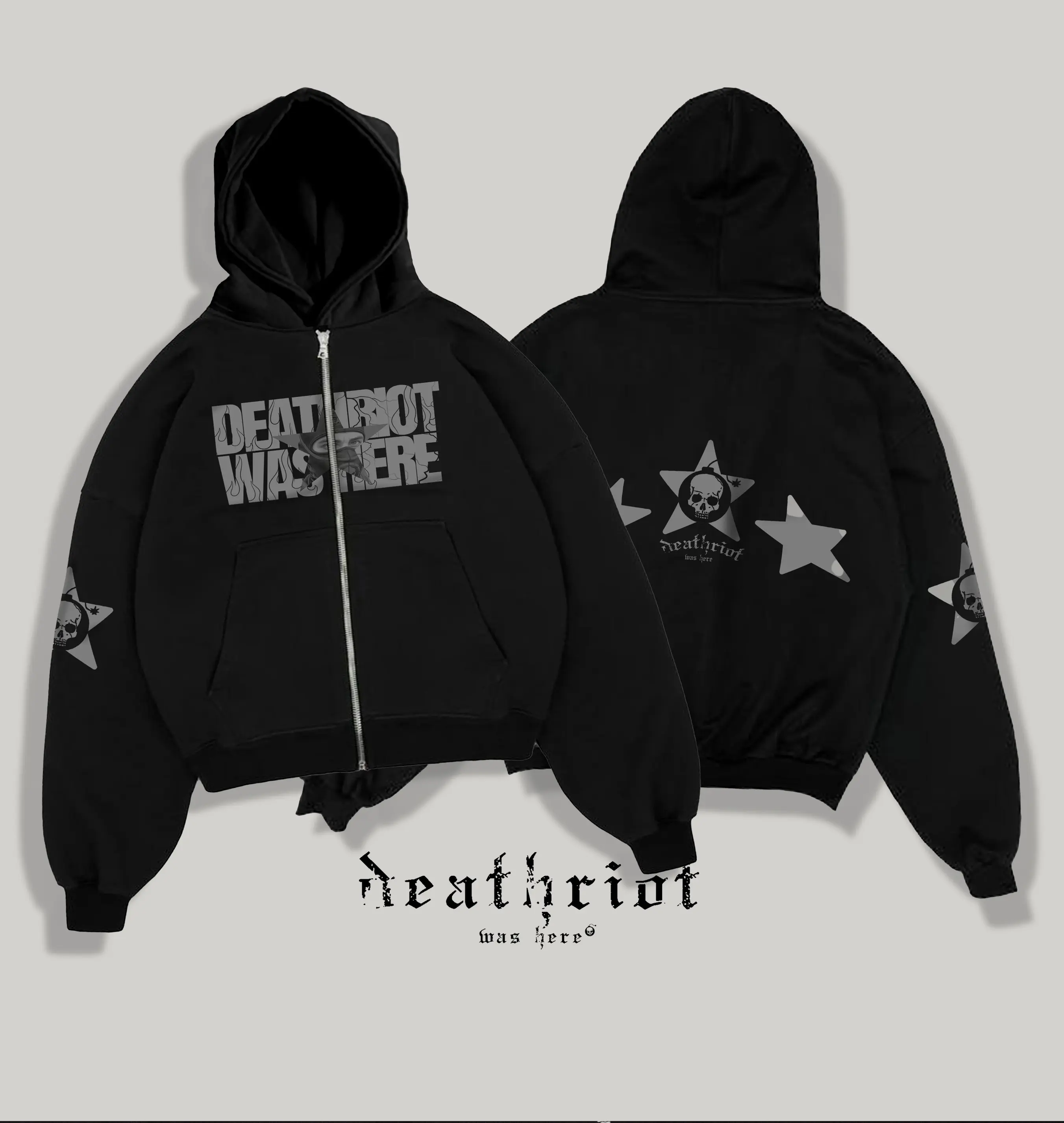 DTRT - HOODIE BOXY FIT ZIPPER HITAM PRIA SWEATER OVERSIZE SKENA FLEECE RESTLETING UNISEX - FREE GIFT
