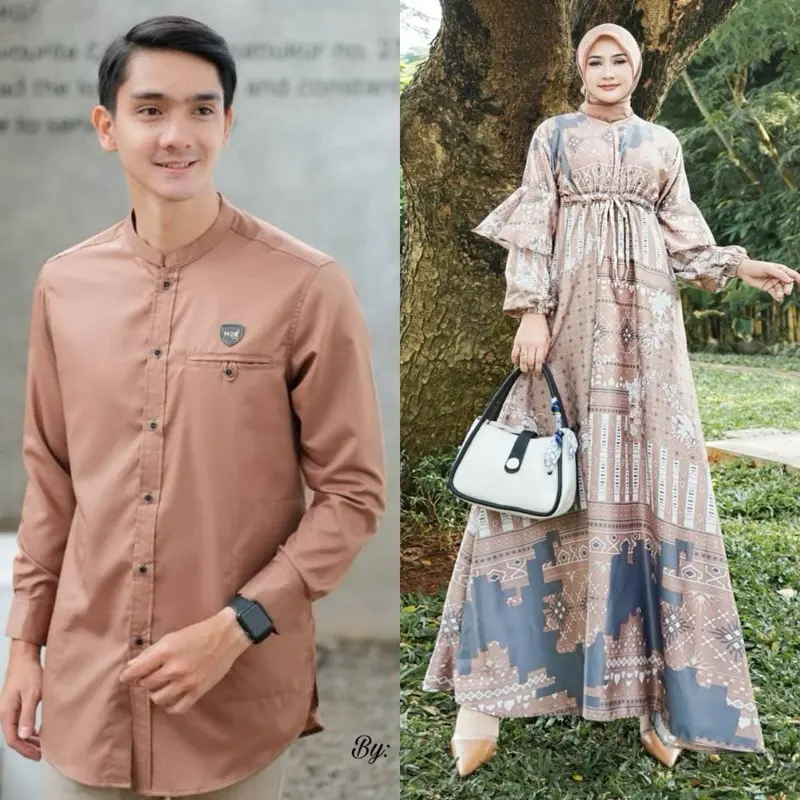Couple Pasangan Lebaran 2025 Kanaya Ayunda silk Premium Kekinian Sarimbit 2025 Mewah Busui Gamis Kondangan Wanita Muslim Syari Dress Maxi Pesta Baju Simple Koko 1