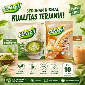 Bonteh Matcha Creamy Latte dan Teh Tarik 1 renteng isi 10 sachet 25g Minuman Instan