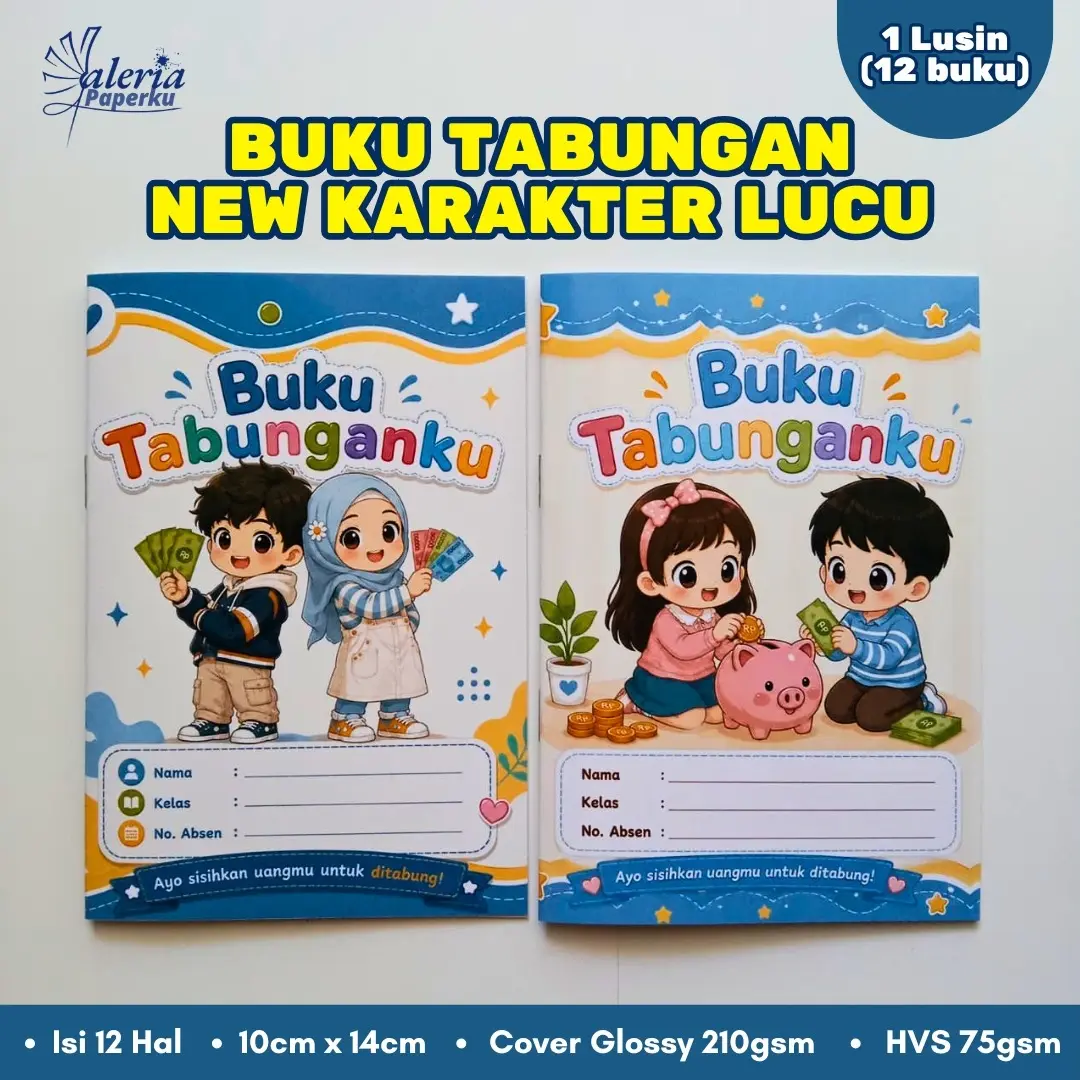 [1 Lusin] Buku Tabungan Anak New Karakter Lucu | Buku Tabungan Sekolah TK SD SMP SMA