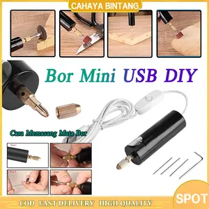 Perlengkapan Bor /Mesin Bor Mini Obeng /BOR ELEKTRIK MINI PORTABLE MICRO USB DENGAN 3PC BITS DAN KABEL USB DC 5V HAND DRILL USB