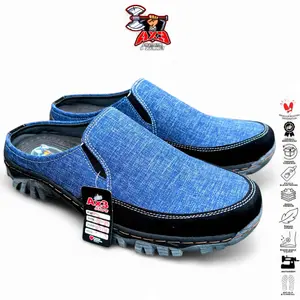 SELOP PRIA KEKINIAN MODEREN HN-01 Selop Ax3 Shoes Karet antiselip Hitam Flat Kerja