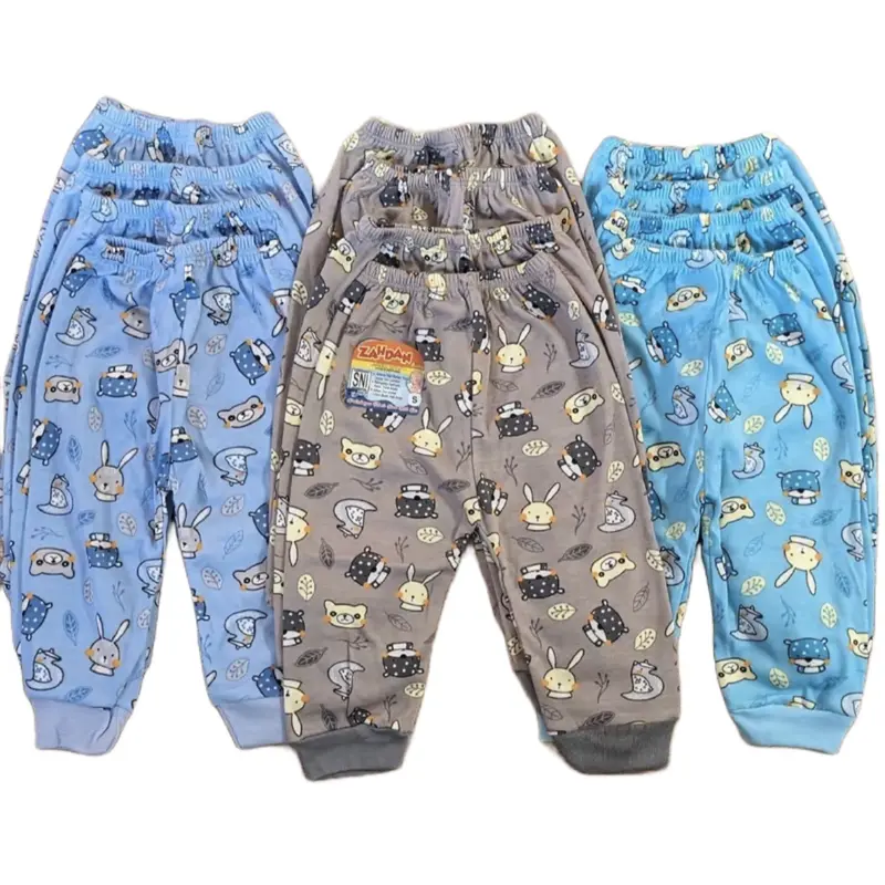 12Pcs Celana Panjang Bayi Zahdan / Saquen Bahan Katun S M L XL 0