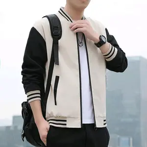 M - XXXXXL (6XL) Jaket Varsity Resleting Kombinasi Dua Warna Polos