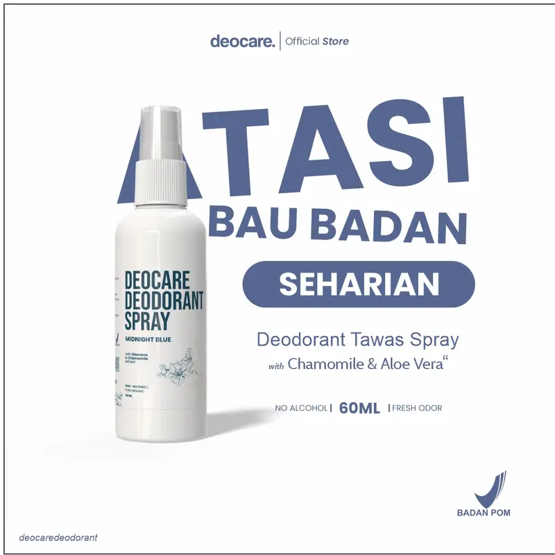 Deocare deodorant spray Midnight Blue with chamomile & aloevera extract 60ml Ampuh Mencegah Bau Ketiak dan Badan 1
