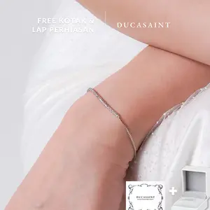 DucaSaint - Zircon Tennis Bracelet | 925 Sterling Silver 18k Gold All Size Gelang Berlian Anti Karat Hypoallergenic