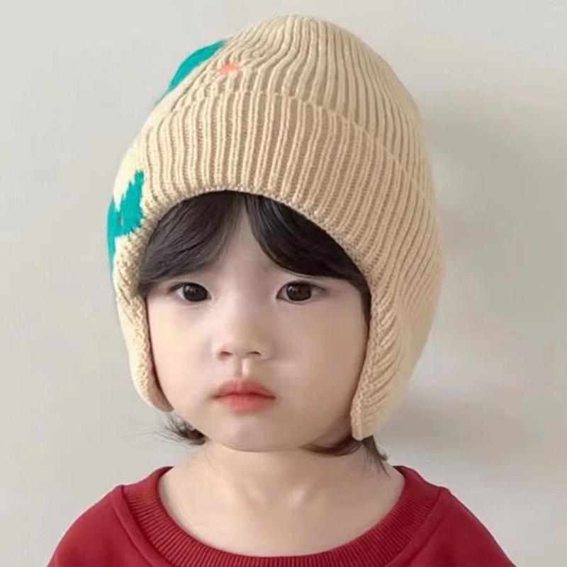 Product Introduction of Baby Winter Hat Cartoon Dinosaur Warm Knitted Beanie Earmuffs Cap Kids Boys Girls Outdoor Ear Protection Cap 6
