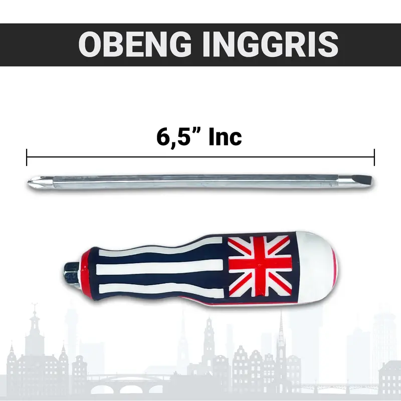 [HAO] Obeng Bolak Balik Amerika 5inch Gagang Karet / 2in1 Obeng Bolak Balik 6