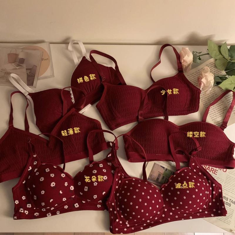 Year of Birth Dragon Lucky Underwear for Women Push up Push up Anti-Sag Wireless Red Wedding Bra Set 03 1
