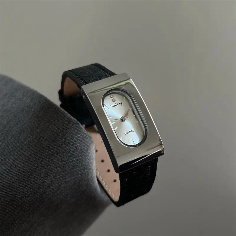 [FREE GELANG] POMER Jam Tangan Wanita Casual High-End  Leather Belt Retro Square Luxury Mewah Jam Korea Aesthetic 4