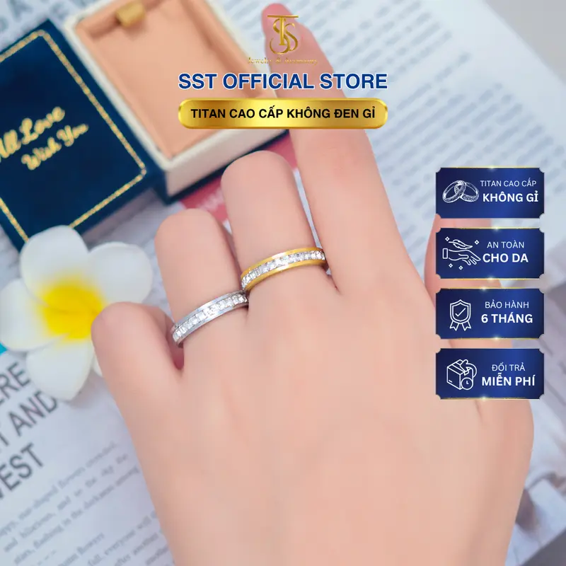 Nhẫn nữ đính đá full vòng sáng lấp lánh | Titan không đen gỉ | SST Official Store N17 4