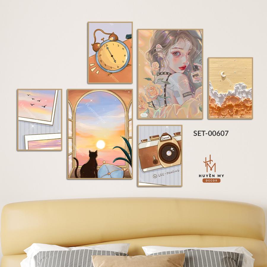 Set Combo 6 Tranh Dán Tường Trang Trí Phòng Khách, Phòng Ngủ, Spa, Tiệm Nails, Livestream,Shop Thời Trang