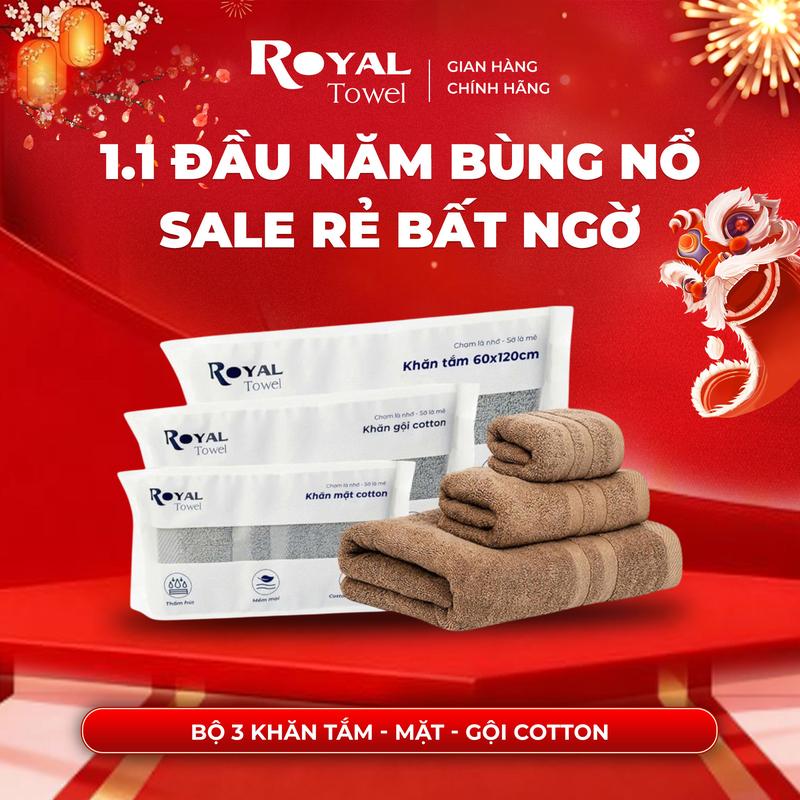  Bộ 3 khăn tắm khăn gội khăn mặt với sợi bông cotton siêu dày thấm hút tốt Nhà Tắm 
